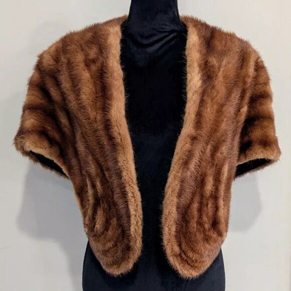 HENRI KESSLER Blonde Mink Fur Stole Evening Wrap Cape Lined Vintage Beautiful! - Picture 1 of 9